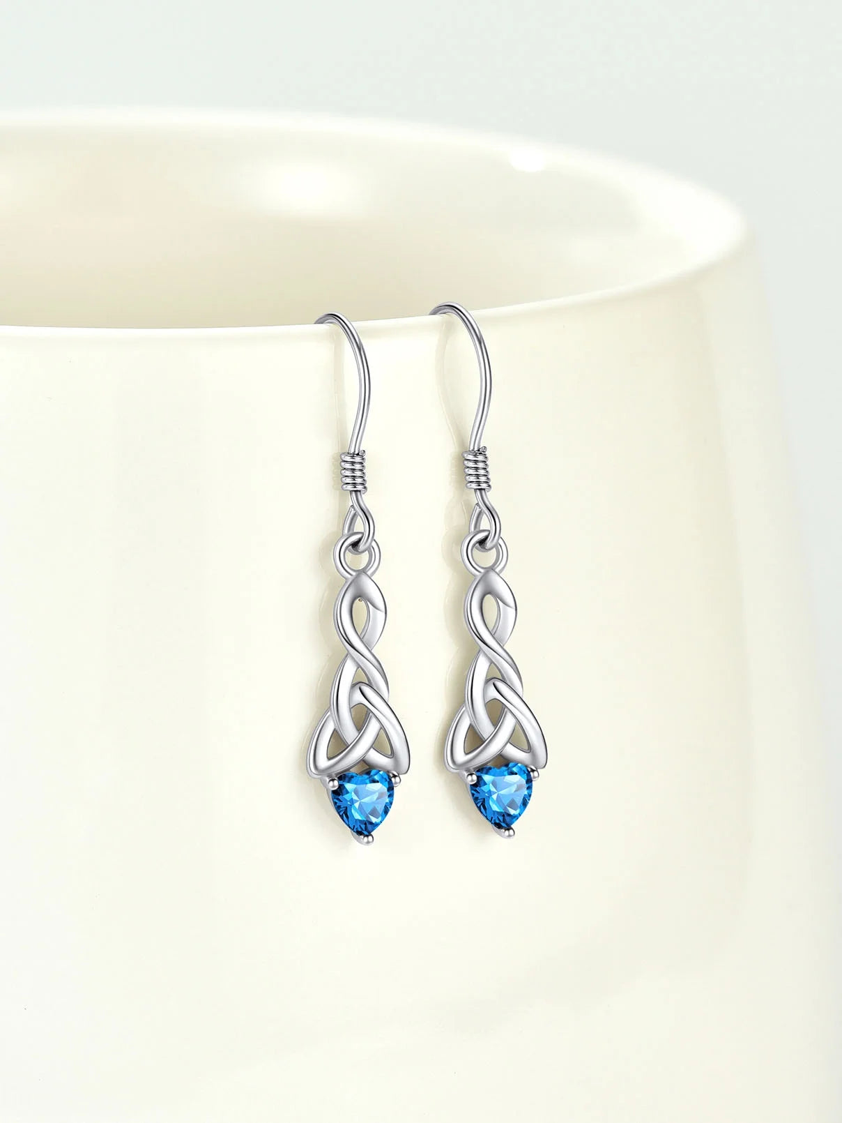 925 Sterling Silver Birthstone Earrings for Women December Heart Earrings Celtic Knot Dangle Drop Earrings Dainty Jewelry Gift for Granddaughter Sister Friends Birthday Christmas